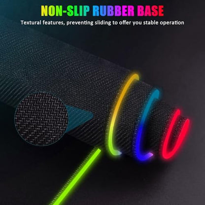 Gaming Mouse Pad, RGB Mousepad, Large Mouse Pad, Non-Slip Rubber Base, 800 * 300 * 4mm, 15 Light Modes, Waterproof Surface, for MacBook, Gaming, PC, Laptop - color: black+L