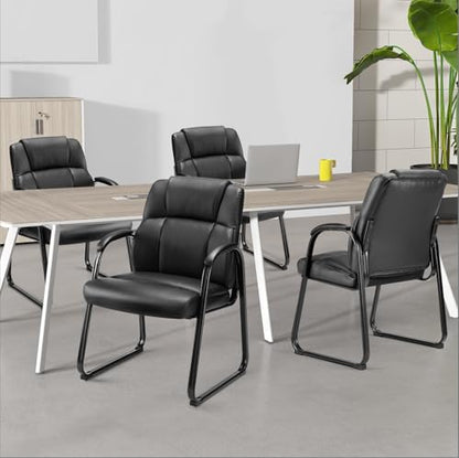DUMOS Office Desk Guest Chair Set of 6, Leather Waiting Room Chairs with Padded Arms for Elderly Home Reception Area Conference Room Lobby Side breakroom - size: Set of 6