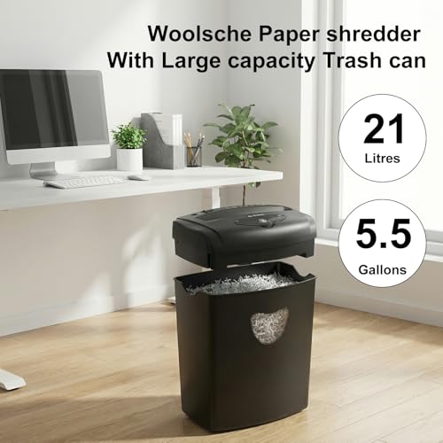 Paper Shredder for Home，Shred 12 Sheet Cross Cut,5.55-Gallon Basket, P-4 Security,Shred Paper/Cards/CDs/Staples/Clips - Jam Proof System for Home Office