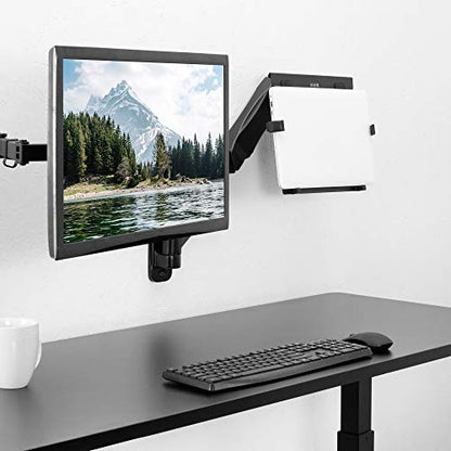 VIVO Height Adjustable Pneumatic Extended Arm Laptop Wall Mount, Full Motion Articulating Notebook Tray, Fits 10 to 15.6 inch Screen, Black, MOUNT-V001GL - color: Black