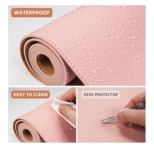 Desk Pad, Leather Non-Slip Laptop Computer Desk Keyboard Mat, Table Protector Blotter Mat, Large Mouse Pad (23.6" x 11.8")-Pink - color: Pink