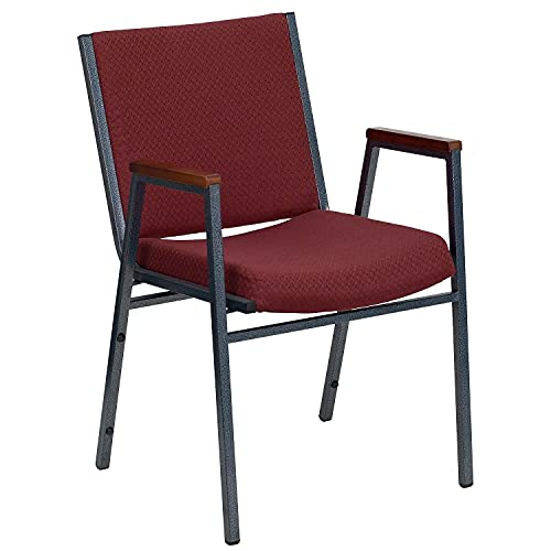 Flash Furniture 4 Pack HERCULES Series Heavy Duty Burgundy Patterned Fabric Stack Chair with Arms - color: Burgundy Patterned Fabric, size: Set of 4