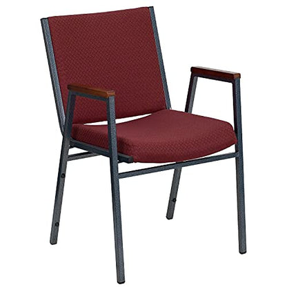 Flash Furniture 4 Pack HERCULES Series Heavy Duty Burgundy Patterned Fabric Stack Chair with Arms - color: Burgundy Patterned Fabric, size: Set of 4