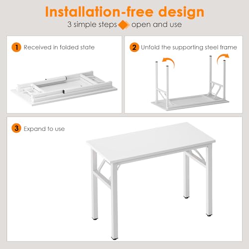 Need Small Folding Computer Desk, 39.4 Inch Writing Table, White - color: White, size: 39.4 inches