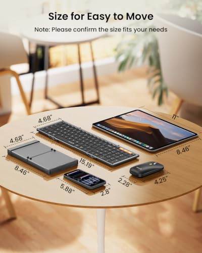 ProtoArc XKM01 Full-Size Foldable Keyboard Mouse Combo for Travel, Gray - color: Black Gray