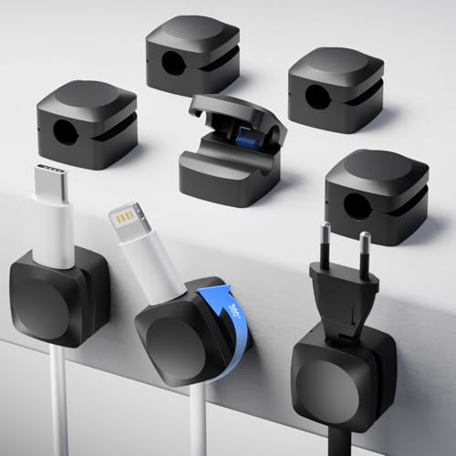 Daisyhome Rotatable Cord Organizer, Strong Adhesive Spring Cable Clips - color: 8*Black