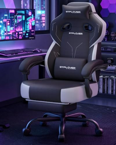 GTPLAYER Big & Tall Gaming Chair, Wide Seat with Footrest, Charcoal - color: 13 Charcoal