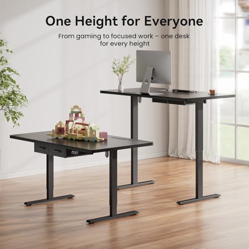 HLDIRECT 71" Electric Standing Desk with Power Outlets & 2 Drawers, Black | 31.5" Extra Wide Desktop Up to 176lb, 28"–46" Height Range & 3 Memory Presets, Integrated Cable Management, Quick Assembly - color: Black, size: 71 inch