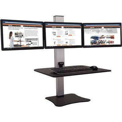 Victor High Rise Electric Sit-Stand Standing Desk Converter, Black - size: Triple Monitor
