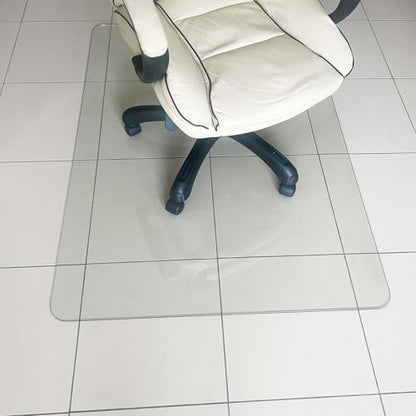 Marvelux Tempered Glass Office Chair Mat for Carpet & Hardwood Floors Clear Carpeted & Hard Floor Protector, Executive Thick Chair Mat for High & All Pile Carpets & Hard Wood with No Slip Pads 36”x40”