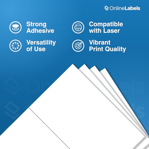 OnlineLabels 8.5" x 5.5" Labels - Weatherproof Polyester - 100 Sheets - size: 100 Sheet Pack
