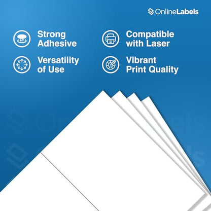 OnlineLabels 8.5" x 5.5" Labels - Weatherproof Polyester - 25 Sheets - size: 25 Sheet Pack