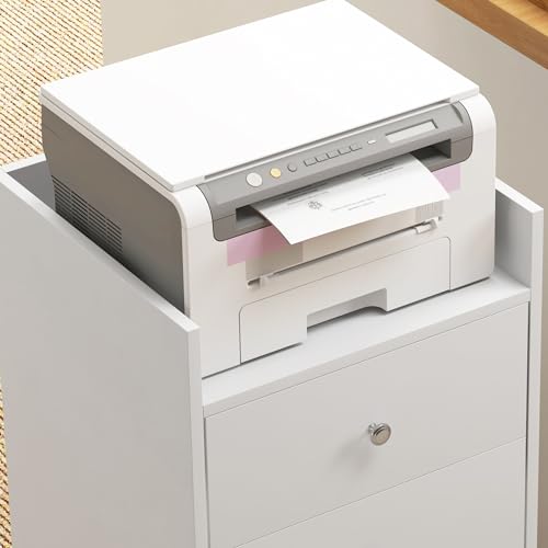 HOMCOM 3 Drawer Home Office Storage Cabinet, Office Drawer on Wheels, White | Removable Tray, Under Desk Printer Stand with Storage