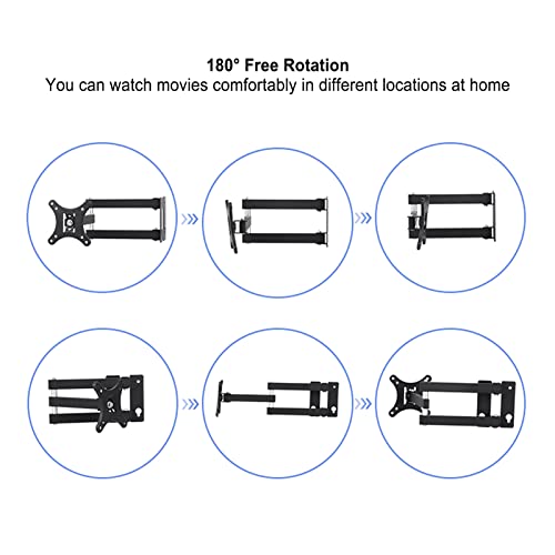 Full Motion TV Wall Mount for 17-22 Inch TVs, Articulating Monitor Bracket with 180 Degree Rotation, Tilt and Swivel Adjustable Arms for Heavy Duty Up to 44lbs