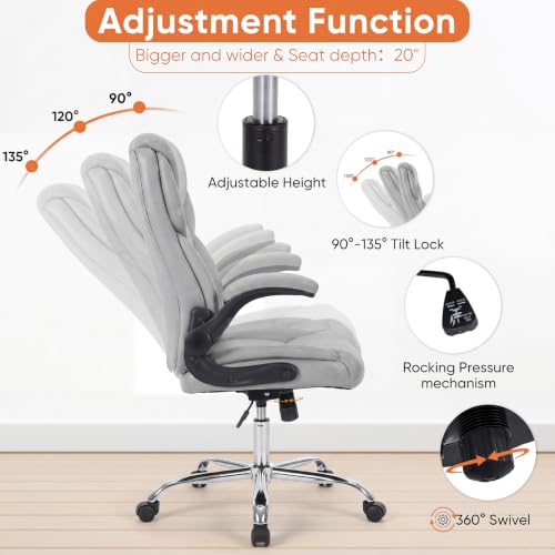 Sweetcrispy Office Desk Chair, Heavy Duty Computer Chair, PU Leather - color: Grey, style: 1 Pack