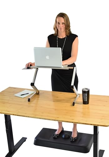 WorkEZ Cooling Adjustable Laptop Stand for Desk w/Fan USB Ports Mouse Pad Ergonomic Foldable Laptop Stand Riser Portable Computer Holder, Silver | WorkEZ Cool. Adjustable computer stand for laptop and foldable laptop table for bed or sofa, holds up to 15.