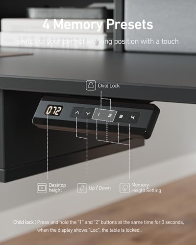 CubiCubi 48" x 24" Standing Electric Desk with Drawers, Black - color: Black, size: 48 inch