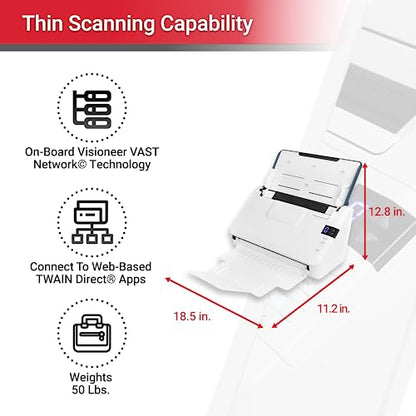 Xerox Visioneer Xerox D35 Scanner, USB Office Document Scanner for PC and Mac, 45 PPM, Automatic Document Feeder (ADF), White - color: White