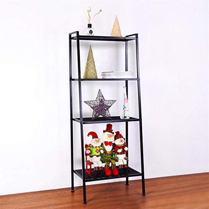 Ladder Bookshelf, 4-Tier Metal Shelf Open Bookcase Freestanding Bathroom Storage Rack Plant Stand for Living Room, Bedroom, Office, Easy Assembl (Black3) - color: Black3