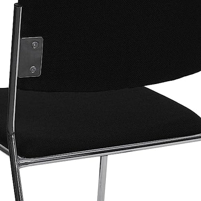 Flash Furniture Hercules Fabric Stackable Chair, Black, 5-Pack | Chrome Sled Base, Fabric Upholstery, 500 LBS. Weight Capacity - color: Black Fabric/Chrome Frame, size: Set of 5