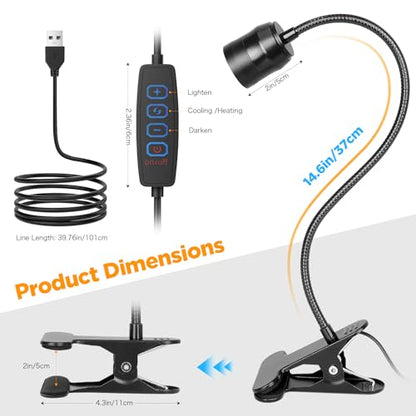 Dimmable LED Clip on Light for Bed Reading, 360° Flexible Gooseneck, 2 Pack - color: 2 Pack