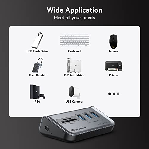Yottamaster USB Hub with SD Card Reader, Triangle Desktop USB3.0 Hub with 3 USB A 3.0 Ports, TF & SD Card Reader with 1.64ft Cable for PC, Laptop (Not Support Charging) - style: with SD Card Reader