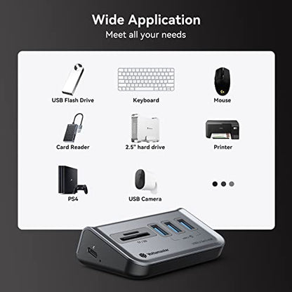 Yottamaster USB Hub with SD Card Reader, Triangle Desktop USB3.0 Hub with 3 USB A 3.0 Ports, TF & SD Card Reader with 1.64ft Cable for PC, Laptop (Not Support Charging) - style: with SD Card Reader