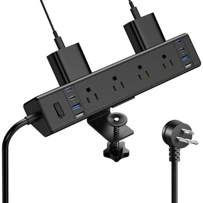 Jgstkcity Desk Clamp Power Strip 40W USB C,8-Outlet,8 USB,10FT,Black | 40W Fast Charging Station,4 USB-C,4 USB-A,Furniture Nightstand Edge Mount Surge Protector, Fits 1.9" Tabletop Edge - color: Black, size: 10FT Length