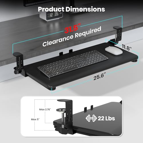 Large Keyboard Tray Under Desk, Pull Out Keyboard & Mouse Tray for Typing - color: Black