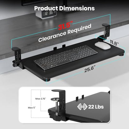 Large Keyboard Tray Under Desk, Pull Out Keyboard & Mouse Tray for Typing - color: Black
