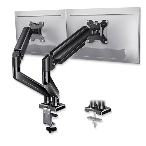 Dual Monitor Arm Desk Mount – Adjustable Gas Spring Monitor Stand for 13”–34” Screens, Full Motion Swivel, Tilt & Rotation, Heavy Duty VESA Mount for Gaming, Programming, and Office Setup - style: Dual Monitor Arm