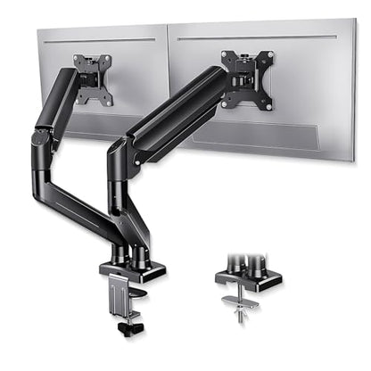 Dual Monitor Arm Desk Mount – Adjustable Gas Spring Monitor Stand for 13”–34” Screens, Full Motion Swivel, Tilt & Rotation, Heavy Duty VESA Mount for Gaming, Programming, and Office Setup - style: Dual Monitor Arm