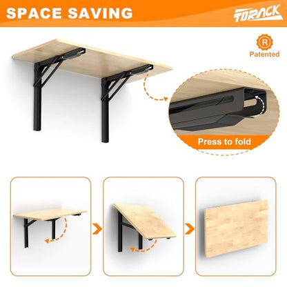 TORACK Heavy Duty Wall Mounted Folding Workbench, Collapsible Wall Table | Space Saving, Folding Wall Desk for Garage, Workshop, Holds up to 550 lbs, Size: 32 x 18 in - size: 32x18 inch