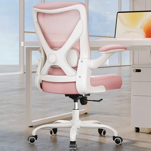 Office Chair: 330LBS Mesh Ergonomic Desk Chair Comfy with 3D Lumbar& Swivel - color: Pink, size: Pack of 1