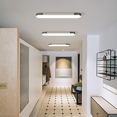 Qcyuui Dimmable LED Ceiling Light Modern Acrylic Linear LED Ceiling Lamp 39.4in Semi Flush Mount Wraparound Shape Lighting Fixture with Remote Control for Kitchen Dining Room (48W/3000-6500K) - color: Dimm/48W/39.4IN/3000-6500K, size: 39.4in