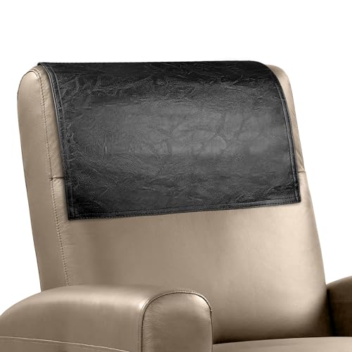 Recliner Headrest Protector Faux Leather Headrest Cover for Recliner Chair Headrest Cover Chair Arm Covers Couch Headrest Cover for Furniture Sofa Protector for Home Office 17 x 27In (Black) - color: Black, size: 43x69 Cm