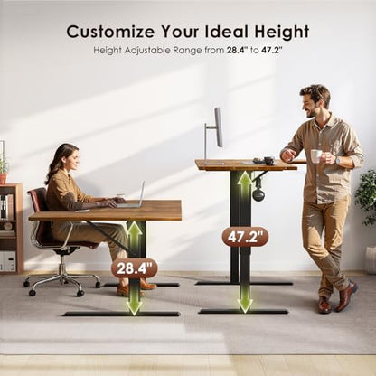 OffiGo 55 Inch Reversible L Shaped Electric Standing Desk, Rustic Brown - color: Rustic Brown, size: 55 Inch