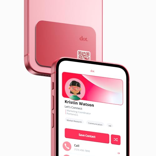 dot. Thin - Digital Business Card - Tap Compatible with iPhone & Android (Red) - color: Red