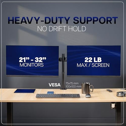 VIVO Dual LCD LED 21 to 32 inch Monitor Desk Mount, Heavy Duty, Adjustable Telescoping Arms, Flush Wall Setup, Fits 2 Screens, Black, STAND-V002E - color: Black, size: 21" to 32"