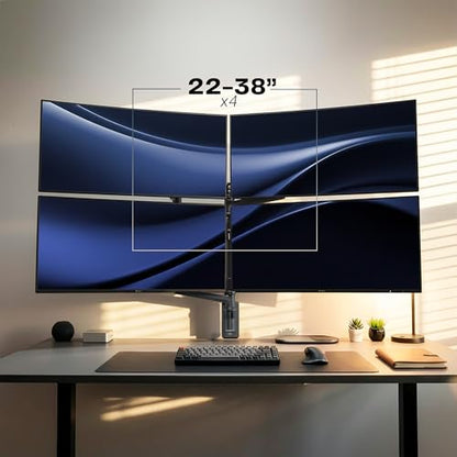 VIVO Quad Ultrawide Wall Mount, Heavy Duty Pneumatic Arm Monitor Station, Fits Four 38 inch Screens, Pneumatic Height Adjustment and 140lb Weight Capacity, Black, MOUNT-V400D - size: Quad Mount, style: Wall Mount