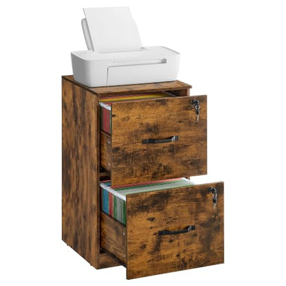 VASAGLE 2 Drawer File Cabinet with Locks, for A4, Letter Sized Documents - color: Rustic Brown, size: 2 Drawers