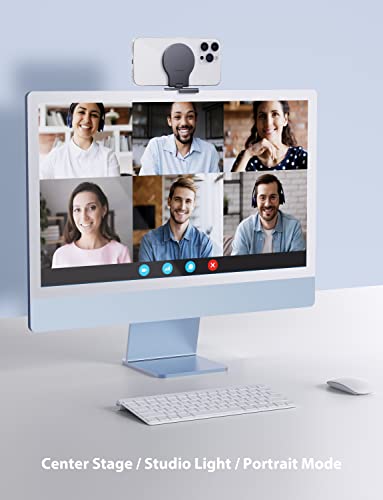 Stouchi Mag-Safe Continuity Camera Mount for Desktop Monitor | Adjustable Aluminum iPhone Webcam Mount for iMac, Apple TV 4K & Mac Displays | Compatible with 1/4" Tripod Screw - color: Grey