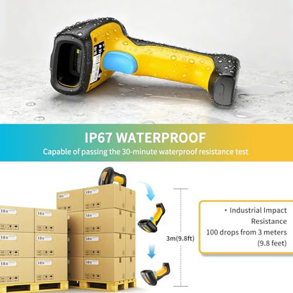 NETUM Upgraded QR Industrial Bluetooth Barcode Scanner with Charging Dock