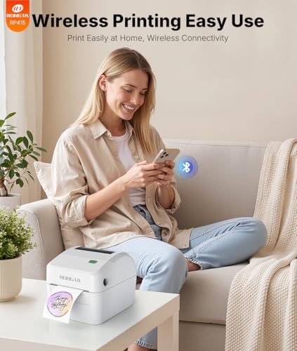 Rongta Thermal Shipping Label Printer, Wireless 4x6 Bluetooth Label Sticker Printer for Shipping Packages for Small Business,Compatible with Windows macOS Android and iOS