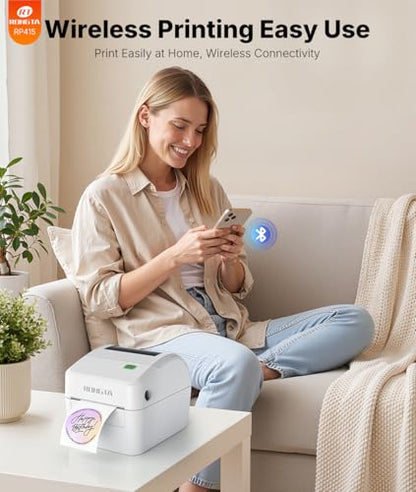 Rongta Thermal Shipping Label Printer, Wireless 4x6 Bluetooth Label Sticker Printer for Shipping Packages for Small Business,Compatible with Windows macOS Android and iOS