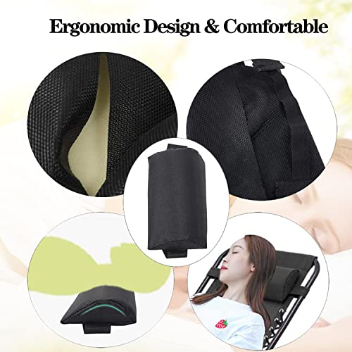 Zero Gravity Chair Set of 2 Replacement Pillow Headrest with Elastic Band, Universal Soft Removable Padded Cushion Head Pillow for Zero Gravity Lounge Folding Patio Lawn Recliner Chairs, Black - color: Black, size: 2 Pack