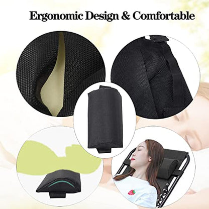 Zero Gravity Chair Set of 2 Replacement Pillow Headrest with Elastic Band, Universal Soft Removable Padded Cushion Head Pillow for Zero Gravity Lounge Folding Patio Lawn Recliner Chairs, Black - color: Black, size: 2 Pack