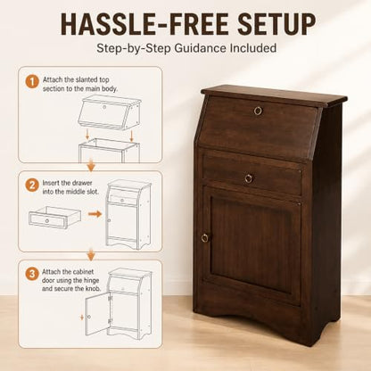 Ergode Walnut Secretary Desk with Fold-Down Table