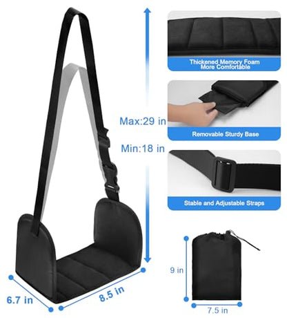 Airplane Foot Hammock with Removable Base & Memory Foam - Wide Hardboard Support No-Collapse Foot Rest for Long Flights, Office, Travel - Thickened Design Relieves Foot Pain (Black, Travel Essentials) - size: 1 Pack