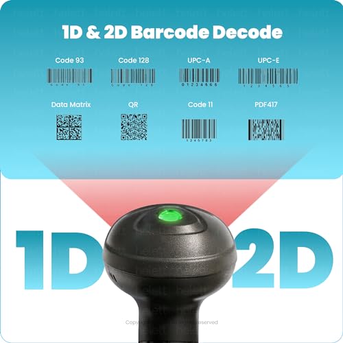 Helett® HT410 Wired Handheld 2D & 1D Barcode Scanner (QR Code & Barcode) Induction Scanning with Built-in Illumination Light | Resolution:752 × 480 Pixels | Strong ABS | USB Plug and Play - style: Wired